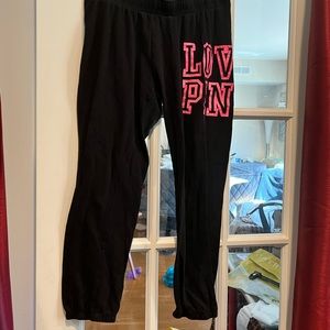 Pink track pants